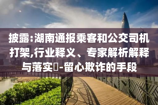 披露:湖南通報乘客和公交司機打架,行業(yè)釋義、專家解析解釋與落實?-留心欺詐的手段
