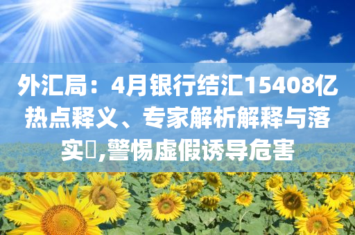 外匯局：4月銀行結(jié)匯15408億熱點(diǎn)釋義、專家解析解釋與落實(shí)?,警惕虛假誘導(dǎo)危害