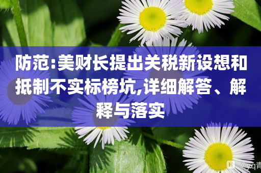 防范:美財(cái)長提出關(guān)稅新設(shè)想和抵制不實(shí)標(biāo)榜坑,詳細(xì)解答、解釋與落實(shí)