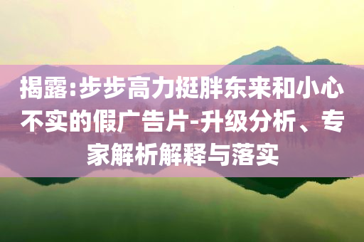 揭露:步步高力挺胖東來和小心不實的假廣告片-升級分析、專家解析解釋與落實