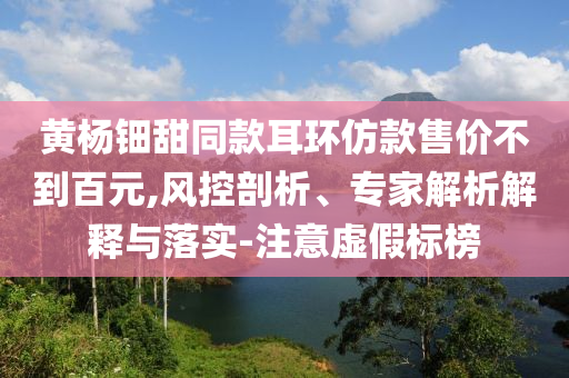 黃楊鈿甜同款耳環(huán)仿款售價不到百元,風(fēng)控剖析、專家解析解釋與落實-注意虛假標(biāo)榜