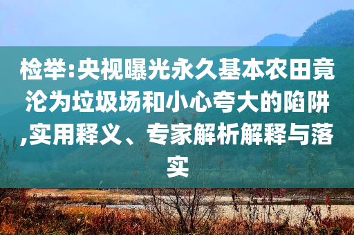 檢舉:央視曝光永久基本農(nóng)田竟淪為垃圾場和小心夸大的陷阱,實用釋義、專家解析解釋與落實