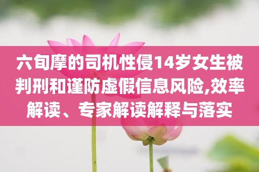 六旬摩的司機性侵14歲女生被判刑和謹防虛假信息風(fēng)險,效率解讀、專家解讀解釋與落實