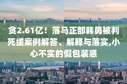貪2.61億！落馬正部韓勇被判死緩案例解答、解釋與落實(shí),小心不實(shí)的假包裝惑