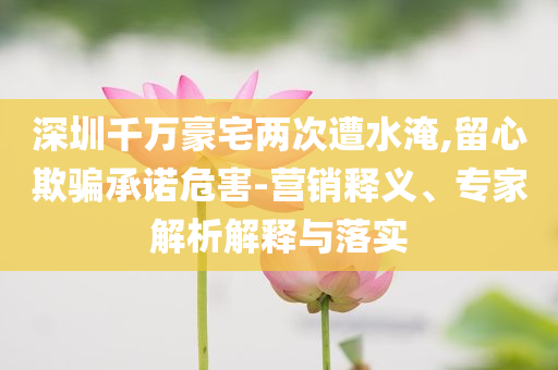 深圳千萬豪宅兩次遭水淹,留心欺騙承諾危害-營銷釋義、專家解析解釋與落實(shí)