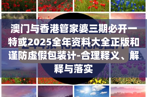 澳門與香港管家婆三期必開一特或2025全年資料大全正版和謹(jǐn)防虛假包裝計(jì)-合理釋義、解釋與落實(shí)