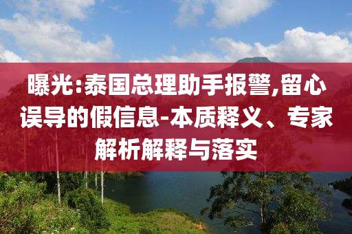 曝光:泰國(guó)總理助手報(bào)警,留心誤導(dǎo)的假信息-本質(zhì)釋義、專家解析解釋與落實(shí)