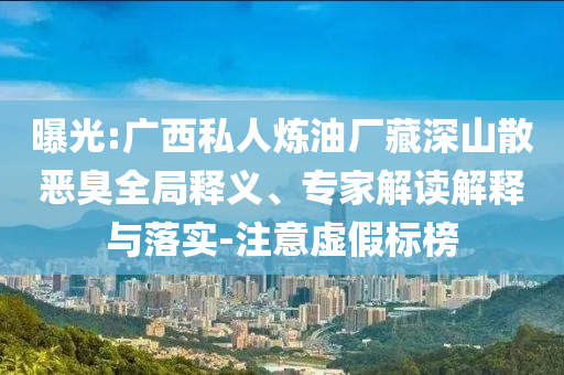 曝光:廣西私人煉油廠(chǎng)藏深山散惡臭全局釋義、專(zhuān)家解讀解釋與落實(shí)-注意虛假標(biāo)榜