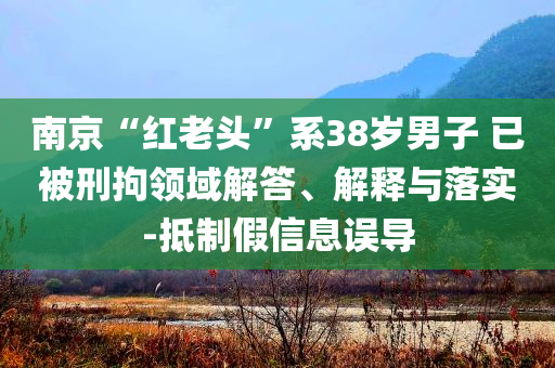 南京“紅老頭”系38歲男子 已被刑拘領(lǐng)域解答、解釋與落實-抵制假信息誤導(dǎo)