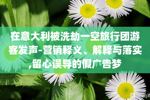 在意大利被洗劫一空旅行團游客發(fā)聲-營銷釋義、解釋與落實,留心誤導的假廣告夢