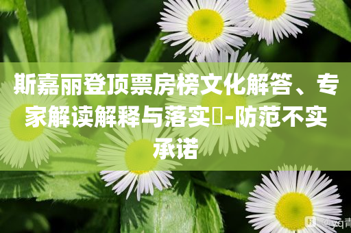 斯嘉麗登頂票房榜文化解答、專(zhuān)家解讀解釋與落實(shí)?-防范不實(shí)承諾