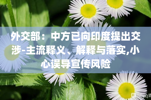 外交部：中方已向印度提出交涉-主流釋義、解釋與落實,小心誤導(dǎo)宣傳風(fēng)險
