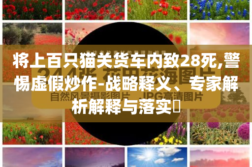 將上百只貓關(guān)貨車內(nèi)致28死,警惕虛假炒作-戰(zhàn)略釋義、專家解析解釋與落實(shí)?