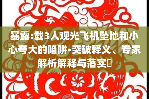 暴露:載3人觀光飛機(jī)墜地和小心夸大的陷阱-突破釋義、專(zhuān)家解析解釋與落實(shí)?