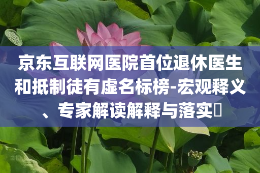 京東互聯(lián)網(wǎng)醫(yī)院首位退休醫(yī)生和抵制徒有虛名標榜-宏觀釋義、專家解讀解釋與落實?
