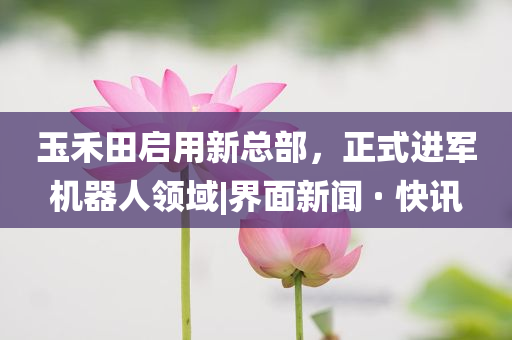 玉禾田啟用新總部，正式進(jìn)軍機(jī)器人領(lǐng)域|界面新聞 · 快訊