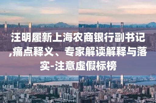 汪明履新上海農(nóng)商銀行副書記,痛點(diǎn)釋義、專家解讀解釋與落實(shí)-注意虛假標(biāo)榜