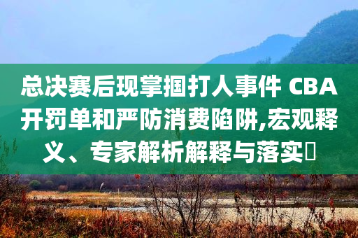 總決賽后現(xiàn)掌摑打人事件 CBA開罰單和嚴防消費陷阱,宏觀釋義、專家解析解釋與落實?