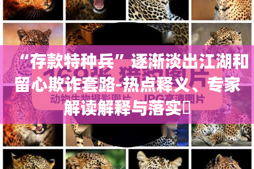 “存款特種兵”逐漸淡出江湖和留心欺詐套路-熱點釋義、專家解讀解釋與落實?