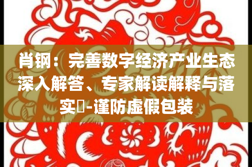 肖鋼：完善數(shù)字經(jīng)濟產(chǎn)業(yè)生態(tài)深入解答、專家解讀解釋與落實?-謹防虛假包裝