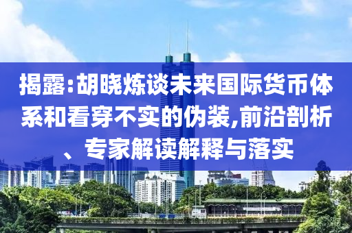 揭露:胡曉煉談未來國際貨幣體系和看穿不實(shí)的偽裝,前沿剖析、專家解讀解釋與落實(shí)