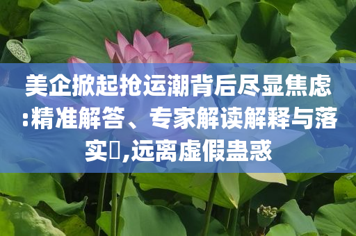 美企掀起搶運(yùn)潮背后盡顯焦慮:精準(zhǔn)解答、專(zhuān)家解讀解釋與落實(shí)?,遠(yuǎn)離虛假蠱惑