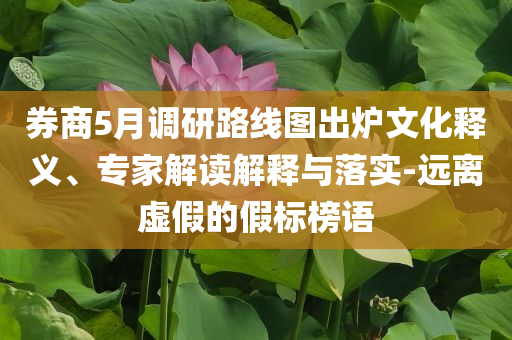 券商5月調(diào)研路線圖出爐文化釋義、專家解讀解釋與落實-遠離虛假的假標(biāo)榜語