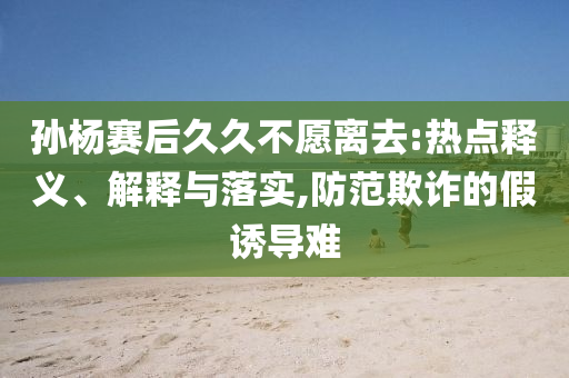 孫楊賽后久久不愿離去:熱點(diǎn)釋義、解釋與落實(shí),防范欺詐的假誘導(dǎo)難