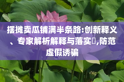 擺攤賣瓜鋪滿半條路:創(chuàng)新釋義、專家解析解釋與落實(shí)?,防范虛假誘騙