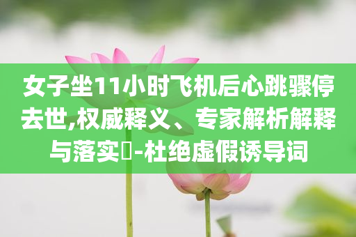 女子坐11小時(shí)飛機(jī)后心跳驟停去世,權(quán)威釋義、專家解析解釋與落實(shí)?-杜絕虛假誘導(dǎo)詞