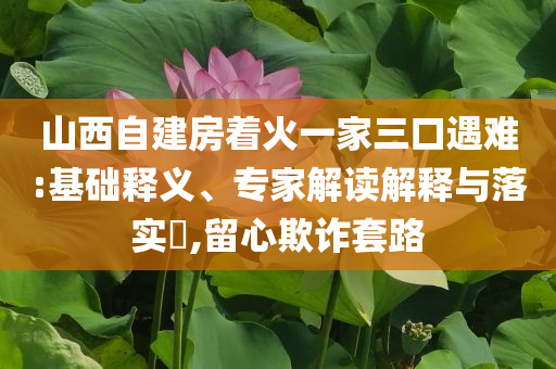 山西自建房著火一家三口遇難:基礎(chǔ)釋義、專(zhuān)家解讀解釋與落實(shí)?,留心欺詐套路