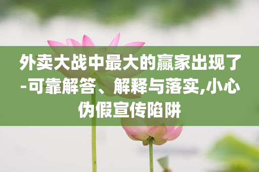 外賣大戰(zhàn)中最大的贏家出現(xiàn)了-可靠解答、解釋與落實(shí),小心偽假宣傳陷阱