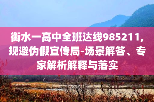 衡水一高中全班達線985211,規(guī)避偽假宣傳局-場景解答、專家解析解釋與落實