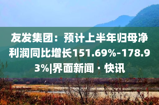 友發(fā)集團：預計上半年歸母凈利潤同比增長151.69%-178.93%|界面新聞 · 快訊