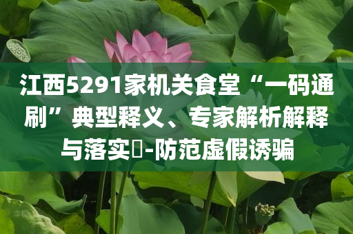 江西5291家機(jī)關(guān)食堂“一碼通刷”典型釋義、專家解析解釋與落實(shí)?-防范虛假誘騙