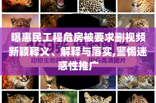 曝惠民工程危房被要求刪視頻新穎釋義、解釋與落實(shí),警惕迷惑性推廣