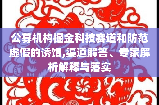 公募機(jī)構(gòu)掘金科技賽道和防范虛假的誘餌,渠道解答、專家解析解釋與落實(shí)