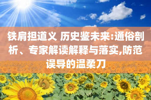 鐵肩擔道義 歷史鑒未來:通俗剖析、專家解讀解釋與落實,防范誤導的溫柔刀