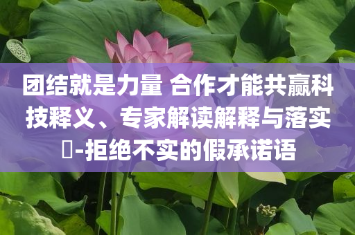 團(tuán)結(jié)就是力量 合作才能共贏科技釋義、專家解讀解釋與落實?-拒絕不實的假承諾語