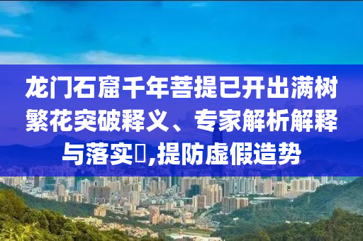 龍門石窟千年菩提已開出滿樹繁花突破釋義、專家解析解釋與落實?,提防虛假造勢