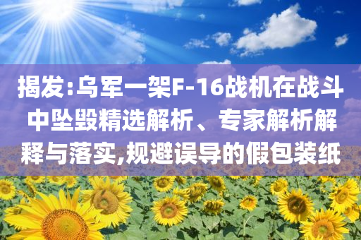 揭發(fā):烏軍一架F-16戰(zhàn)機在戰(zhàn)斗中墜毀精選解析、專家解析解釋與落實,規(guī)避誤導的假包裝紙