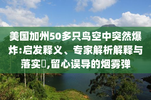 美國加州50多只鳥空中突然爆炸:啟發(fā)釋義、專家解析解釋與落實?,留心誤導的煙霧彈