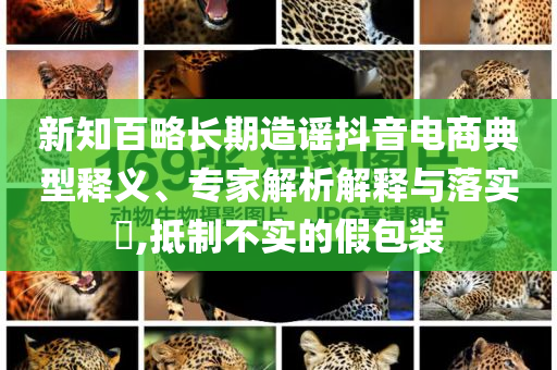 新知百略長期造謠抖音電商典型釋義、專家解析解釋與落實?,抵制不實的假包裝