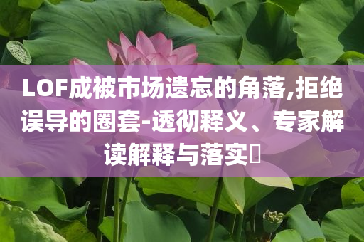 LOF成被市場遺忘的角落,拒絕誤導的圈套-透徹釋義、專家解讀解釋與落實?