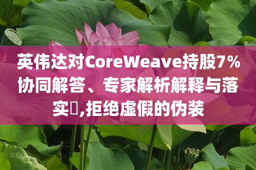 英偉達對CoreWeave持股7%協(xié)同解答、專家解析解釋與落實?,拒絕虛假的偽裝