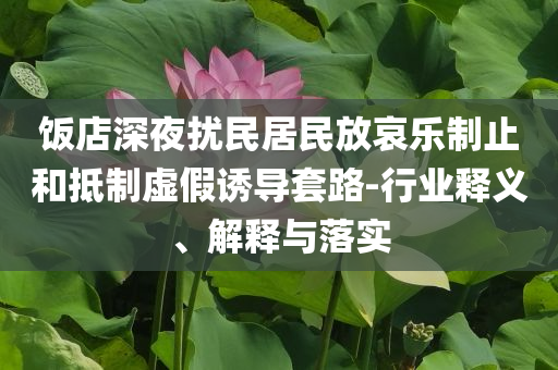 飯店深夜擾民居民放哀樂制止和抵制虛假誘導(dǎo)套路-行業(yè)釋義、解釋與落實(shí)