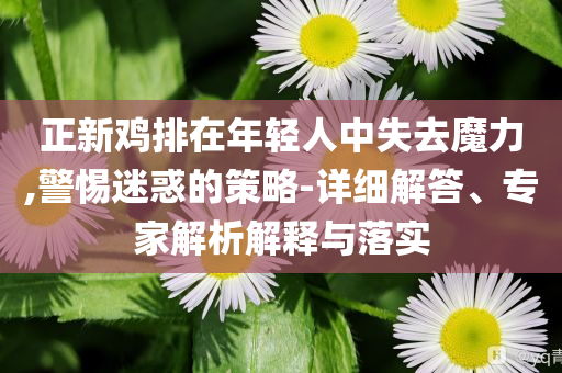 正新雞排在年輕人中失去魔力,警惕迷惑的策略-詳細(xì)解答、專家解析解釋與落實(shí)